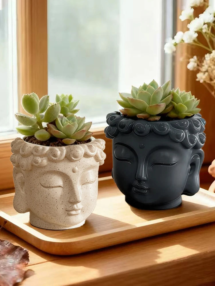 Creative Buddha Statue Flowerpot Green Potted Plants Container Home Courtyard Garden Decor Resin Handicrafts Ornament Gift