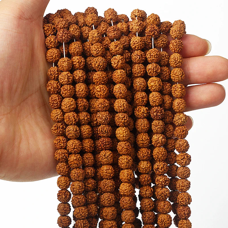108 Mala Rudraksha Beads Meditation Jewelry Buddhist Prayer Yoga Bracelet 6-14mm for Inner Peace DIY Jewelry Making Accessories