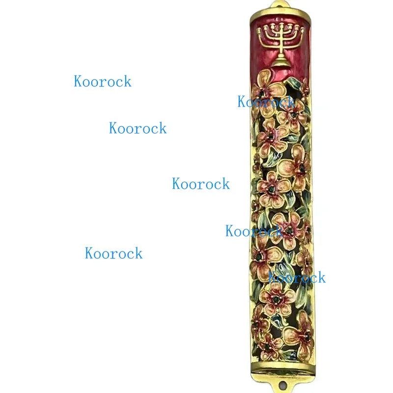Handcrafted Enamel & Alloy Mezuzah Case with Kosher Scroll, Elegant Judaica Gift for Home Blessing & Doorpost Protection