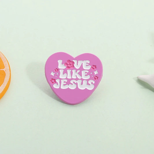 Love Likes Jesus Enamel Pin Pink Heart Christian Quotes Metal Brooch Lapel Backpack Badge Jewelry Accessories Gift for Friends