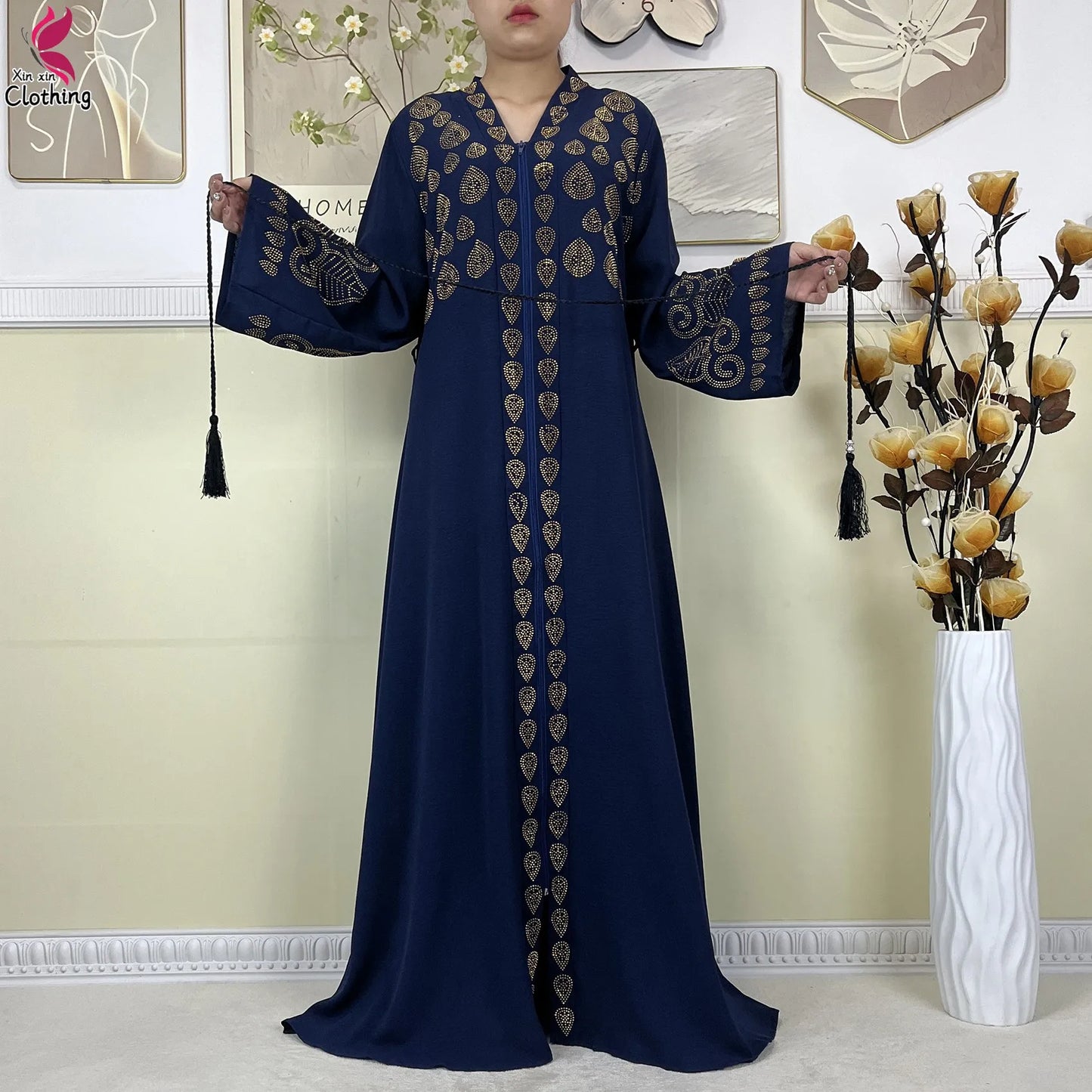 New Style Women Muslim Dress Chiffon Open Abaya 2024 Dubai Women Elegant Dress Islamic Clothing Zipper Cardigan Abaya With Scarf