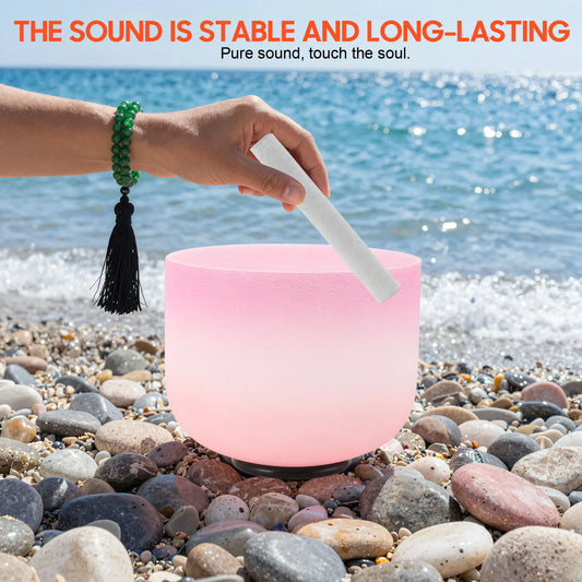 8 Inch F Note Frosted Quartz Crystal Singing Bowl Yoga Meditation Spiritual Mindfulness Sound Bowls Chakras Musical Instruments