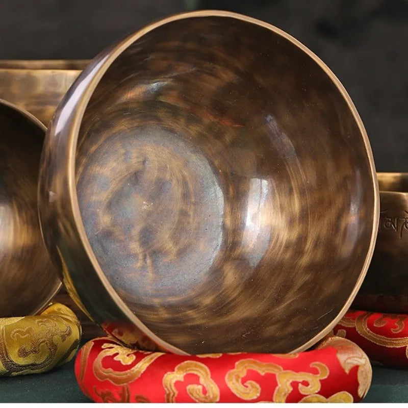 Tibetan Singing Bowl Big Nepal Handmade Sound Healing Instrument Full Moon Singing Bowl Yoga Meditation Massage Accessories