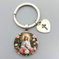 Jesus Sacred Heart Keychain Virgin Mary Glass Dome Key chain Catholic Men's and Women's Jewelry Gifts