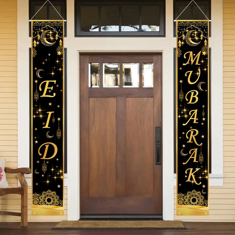 Eid Mubarak Door Banner Ramadan Decoration for Home 2025 Mubarak Ramadan Kareem Islamic Muslim Party Decor Eid Al Adha Gifts