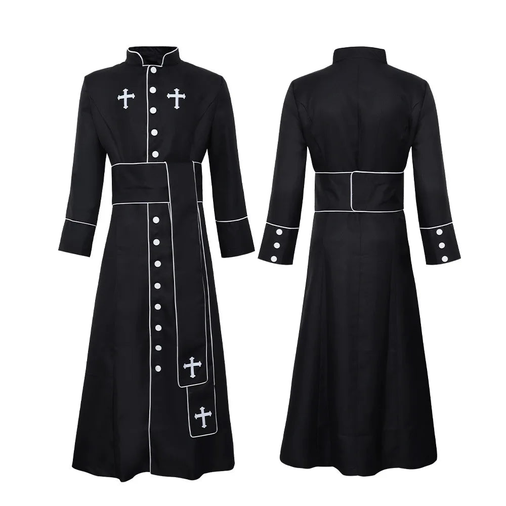 2026 Medieval clergy cosplay, priest robe, Roman jumpsuit, standing collar, costume LAQ