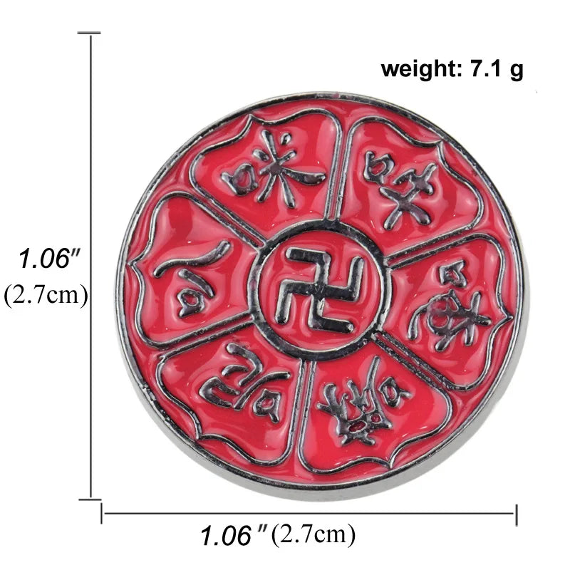 Swastika Yin Yang Tai Chi Bagua Brooch Religious Buddhist Zinc Alloy Yoga Amulet Clothing Backpack Hat Accessories Gift