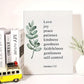 Inspirational 1pc Christian Canvas Wall Art | 2D Flat Galatians 5:22 Fruit of the Spirit Scripture Print