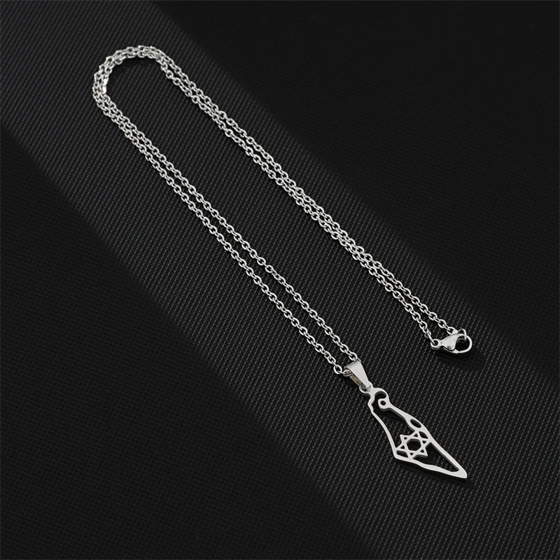 Israel Hexagram Map Pendant Necklace Country Geometry Stainless Steel Chain Necklaces for Women Jewelry Gift Souvenir Wholesale
