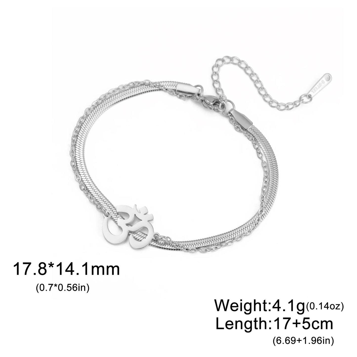 Skyrim Religious Indian Buddhism Yoga OM Bracelets on Hand for Women Men Stainless Steel Box Chain Bracelet Supernatural Jewelry