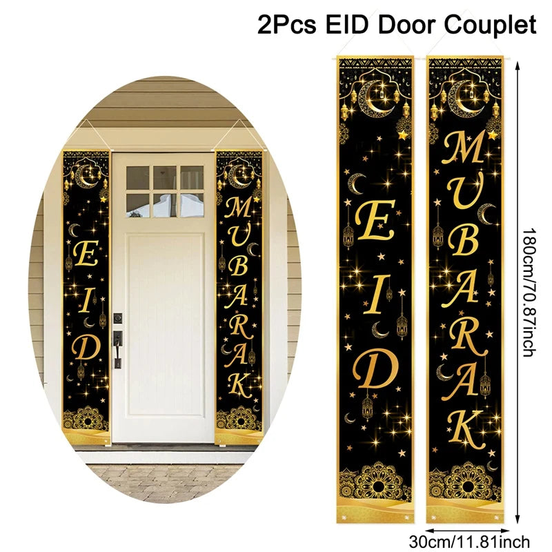 Eid Mubarak Door Banner Ramadan Decoration for Home 2025 Mubarak Ramadan Kareem Islamic Muslim Party Decor Eid Al Adha Gifts