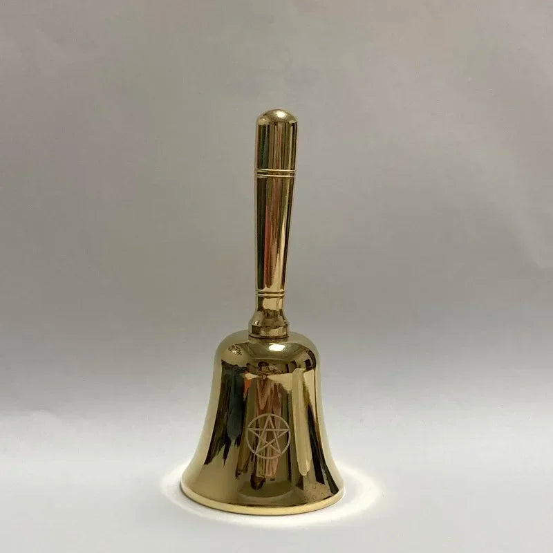 Brass Pentagram Hand Altar Bell Ritual Ringing For divination Meditation Pentacle wicca witchcraft supplies for altar