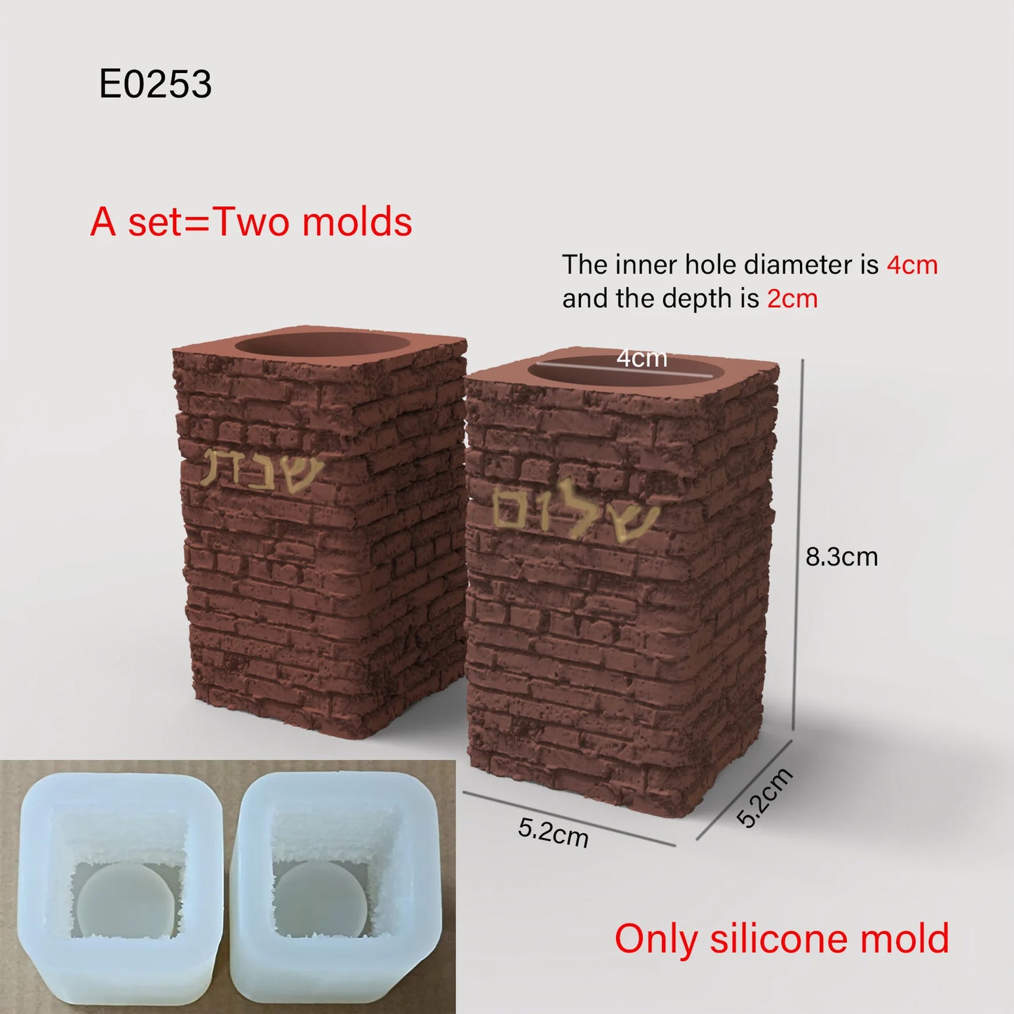 Silicone Mold For Shabbat Candle Holders Set,Handmade Concrete Jewish Tealight Holders | Shabbat Candlesticks Gift Molds