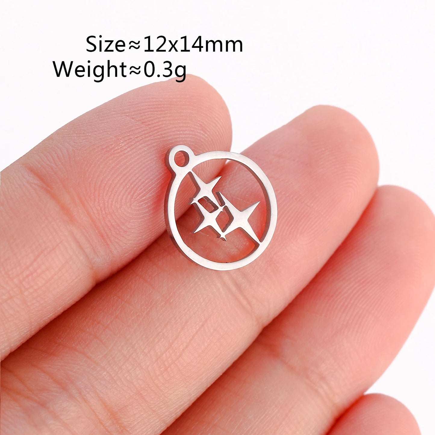 5Pcs Stainless Steel Moon&Sun&Star Charm Jewelry Making Accessories Supplies DIY Necklace Bracelet Celestial Pendants Findings