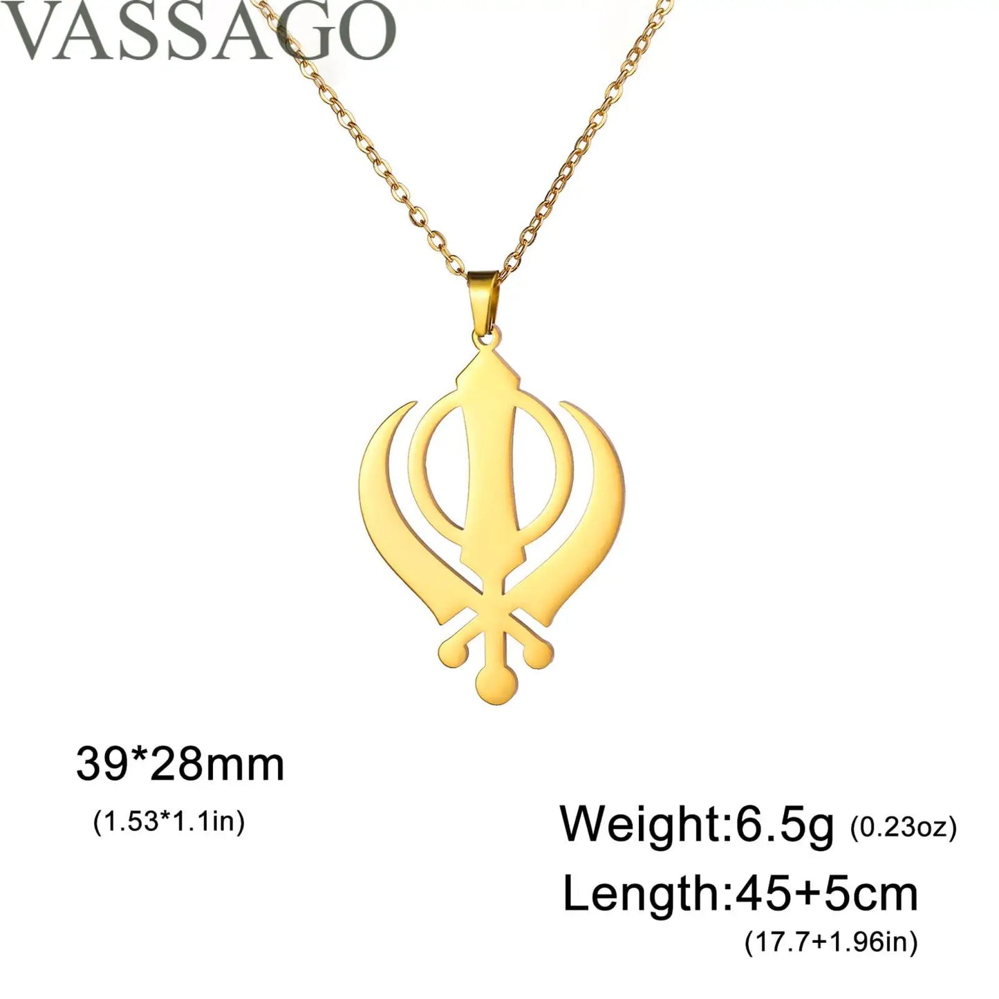 Sikhism Necklace Sikh Khanda Sword Necklace for Women Men Stainless Steel Sikhs Necklaces Sword Symbol Pendant Religious Jewelry