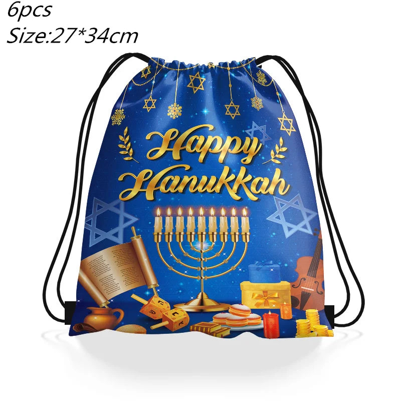 Jewish Hanukkah Birthday Party Decoration Cake Topper Balloon Candle Chanukah Party Supplies Tableware Banner Backdrop