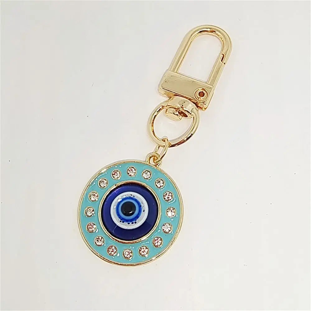 1Pcs Round Evil Eye Keychain Key Ring For Friends Couples Boho Blue Eye Bag Car Key Phone Charm Accessories Jewelry