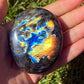 1pc natural labradorite palm stone - hand-polished oval massage and worry stone, iridescent blue hue