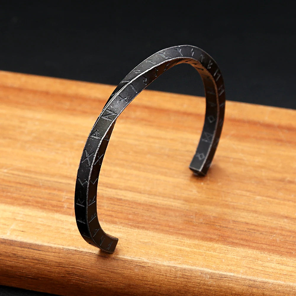 Fashion 316L Stainless Steel Mobius Opening Bracelet Viking Runes Bracelets for Men Women Nordic Pagan Amulet Talisman Jewelry