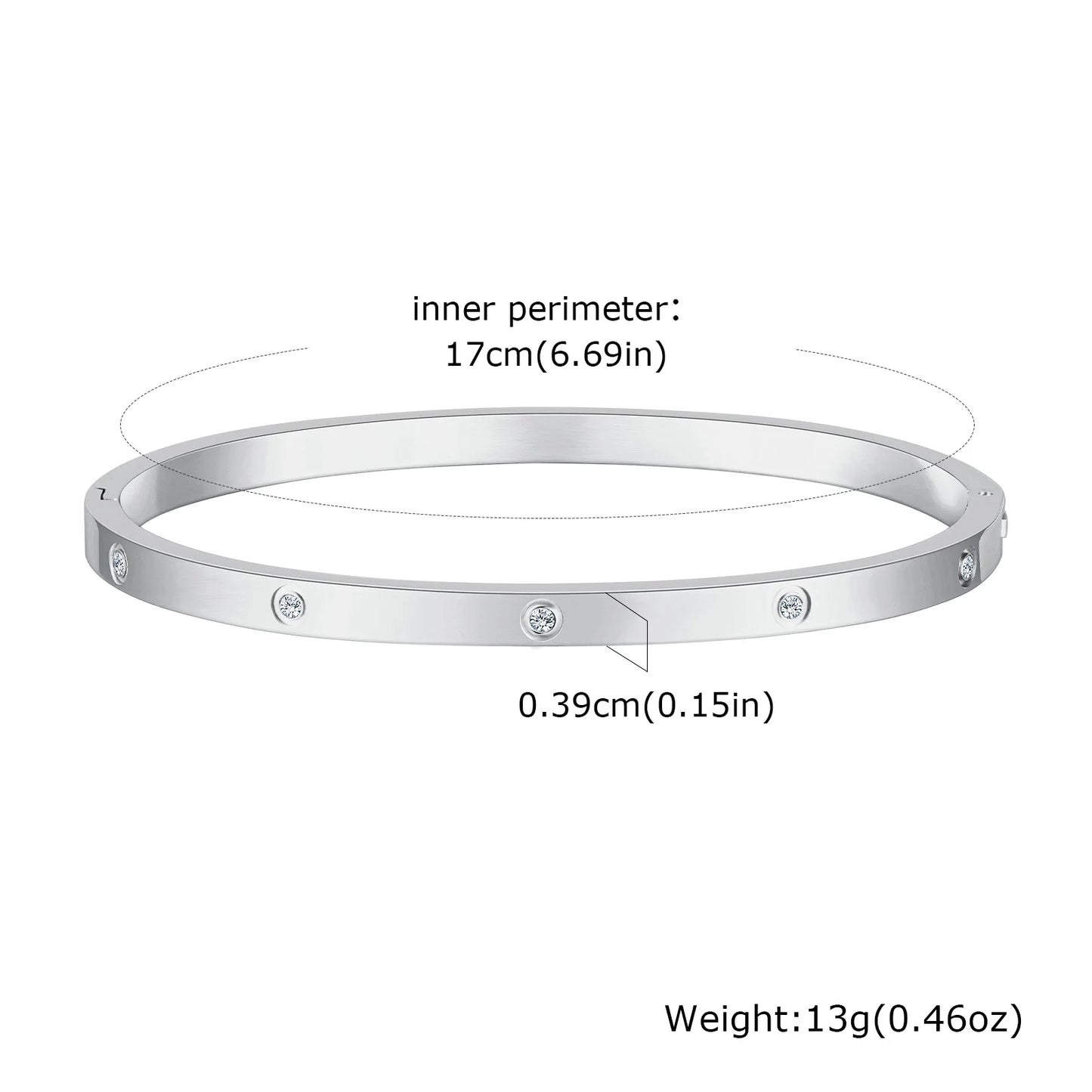 Vnox Waterproof Luxury Bangles Round Zircon For Women,Stainless Steel Classic Wrist Bracelets,Hand Jewelry Mother's Day Card