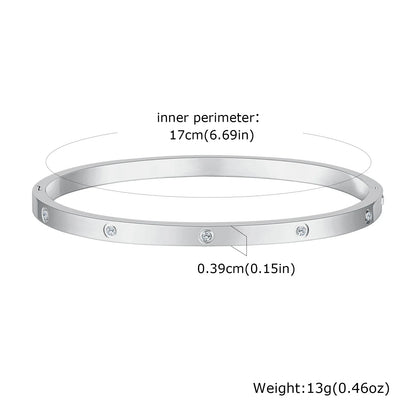 Vnox Waterproof Luxury Bangles Round Zircon For Women,Stainless Steel Classic Wrist Bracelets,Hand Jewelry Mother's Day Card