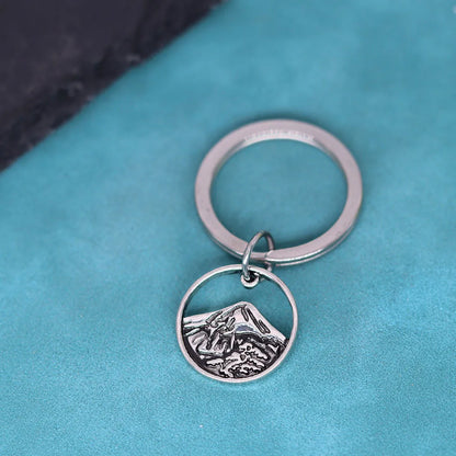 Nedar Stainless Steel Fashion Fujiyama Mountain Hill Peak Pendant Key Chain Range Hiker Climbing Keyring Jewelry Gifts Keychain