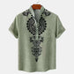 Men's shirt ethnic style 3D printing henley shirt, men's fashion button down collar short sleeve, high quality men's tops