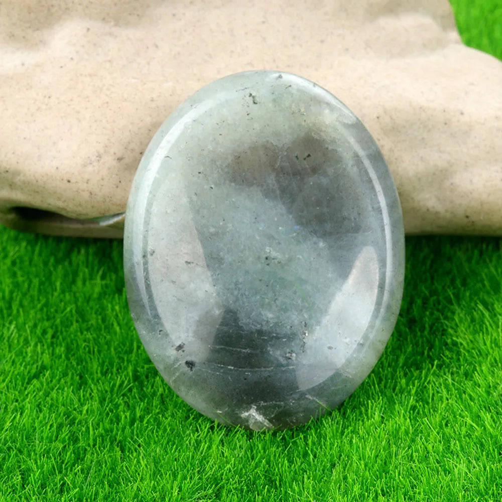 1pc 45x35mm Oval Worrystone Natural Crystal Amethysts Agate Massage Thumbtack Stone Forgetting Stone Jewelry Accessories Gifts