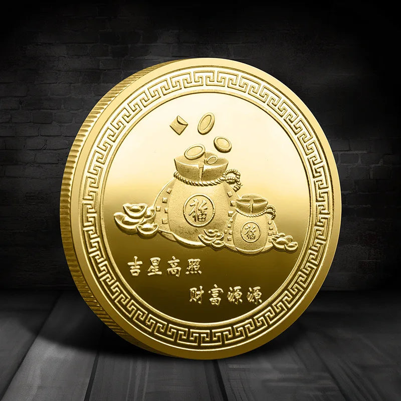 Cat Lucky Souvenir Coin Medal Lucky Money Treasure Metal Colored Commemorative Lucky Collection Coin