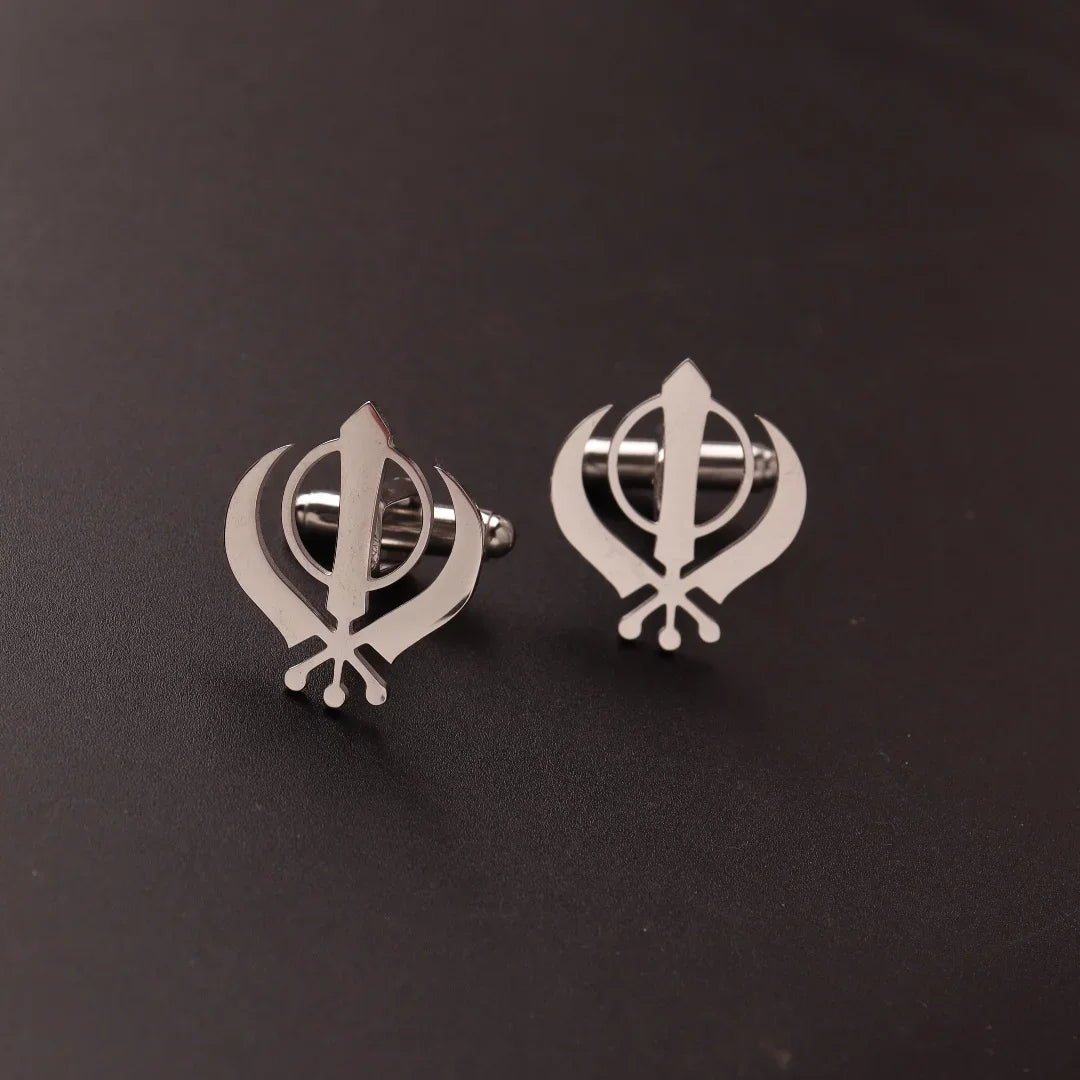 Sikhs Stainless Steel Cross Cufflinks Men's Lion Eagle Shirt Badge Pin Wedding Shirt Cufflinks Symbol