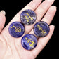 4Pcs Natural Lapis Lazuli Stones Engraved Chakra Symbols Polished Palm Stones for Reiki Crystal Healing Balancing