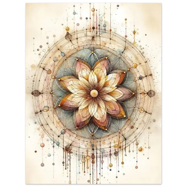 Boho Flower of Life Meditation Poster Positive Energy Sacred Geometry Canvas Painting Spiritual Wall Art Living Room Home Decor