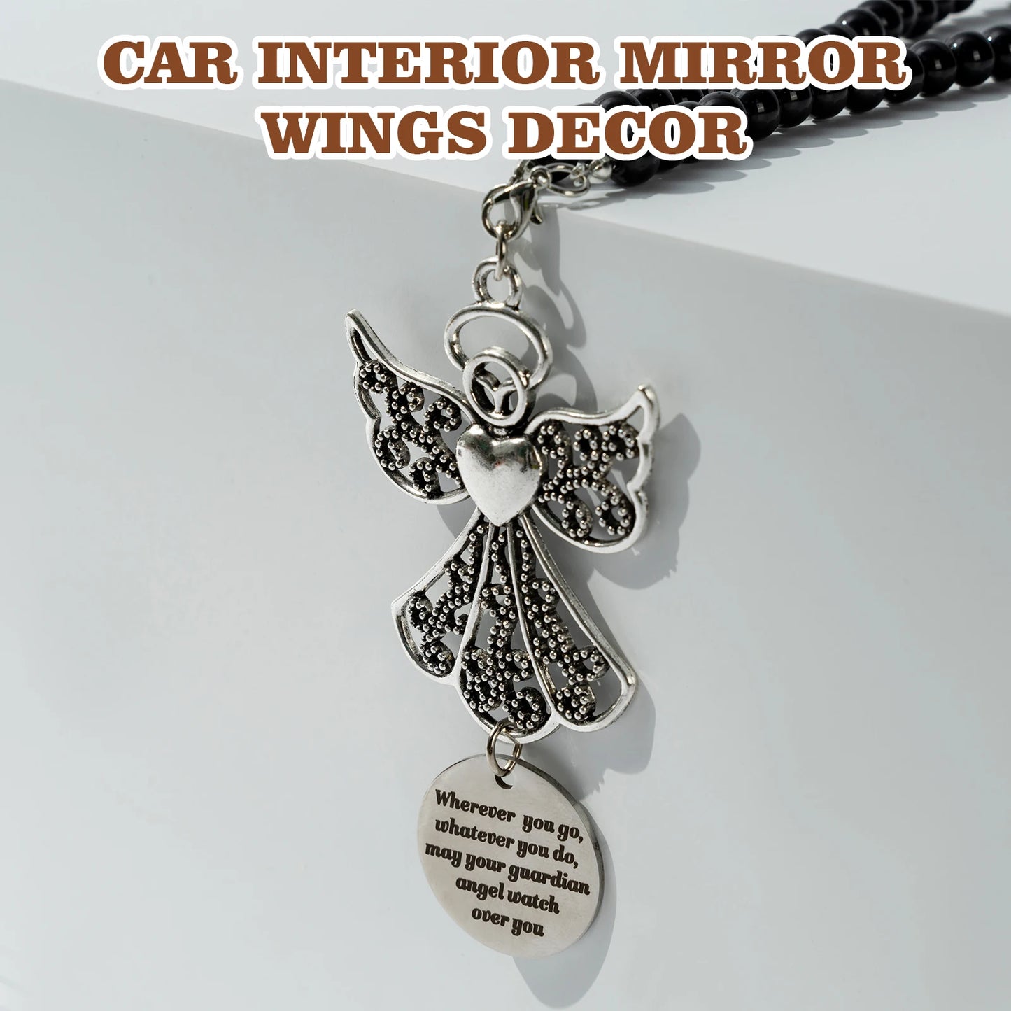 Hanging Ornaments For Car Rear View Mirror Metal Guardian Charm Pendant Rear View Mirror Decor for Lover Family Christian Gifts