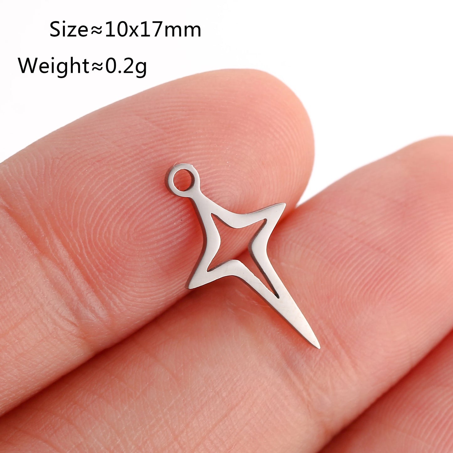 5PCS/Lot Celestial Mini Star Charms Stainless Steel Pentagram/Astral/Meteor/Moon Pendant DIY for Earring Bracelet Jewelry Making