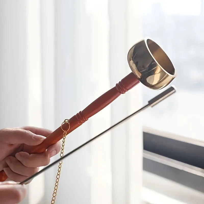 Tibetan Hand Bell with Wooden Handle Brass Singing Bowl Meditation & Prayer Bell Religious Mantra Musical Instrument Copper