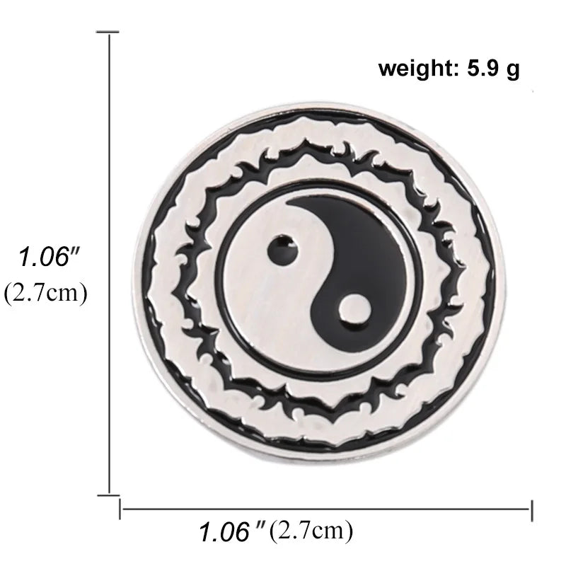 Swastika Yin Yang Tai Chi Bagua Brooch Religious Buddhist Zinc Alloy Yoga Amulet Clothing Backpack Hat Accessories Gift