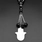 Hamsa Hand of Fatima Stainless Steel Car Pendant for Women Men Fatima´s Hand Turkish Eye Glass Prayer Beads Chain Jewelry Gift