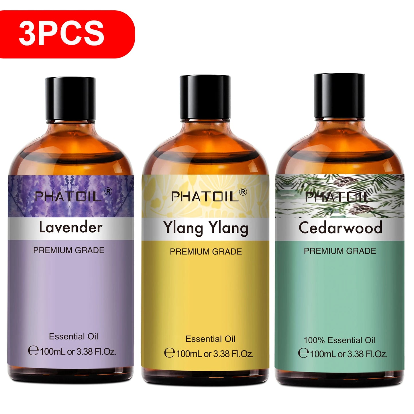 PHATOIL 100ml Natural Essential Oil For Skin Aromatherapy Lemongrass Eucalyptus Lavender  Peppermint Fragrance Essential Oils