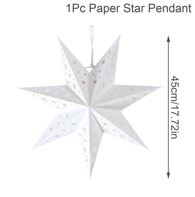 30-75cm Hollow Star Hanging Pendant Eid Mubarak Ramadan Decor 2025 Christmas Decor For Home Islamic Muslim Party Ramadan Kareem