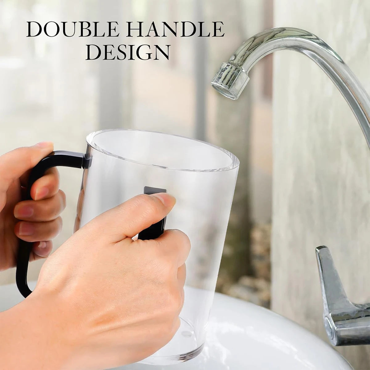 Judaica Acrylic Wash Cup Dual Handles Cup Jewish Niggel Vasser Hand Washing Cup for Prayer Ritual Clear Lucite Material