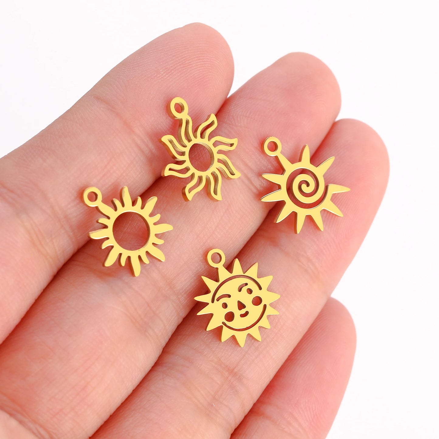 5Pcs Stainless Steel Moon&Sun&Star Charm Jewelry Making Accessories Supplies DIY Necklace Bracelet Celestial Pendants Findings