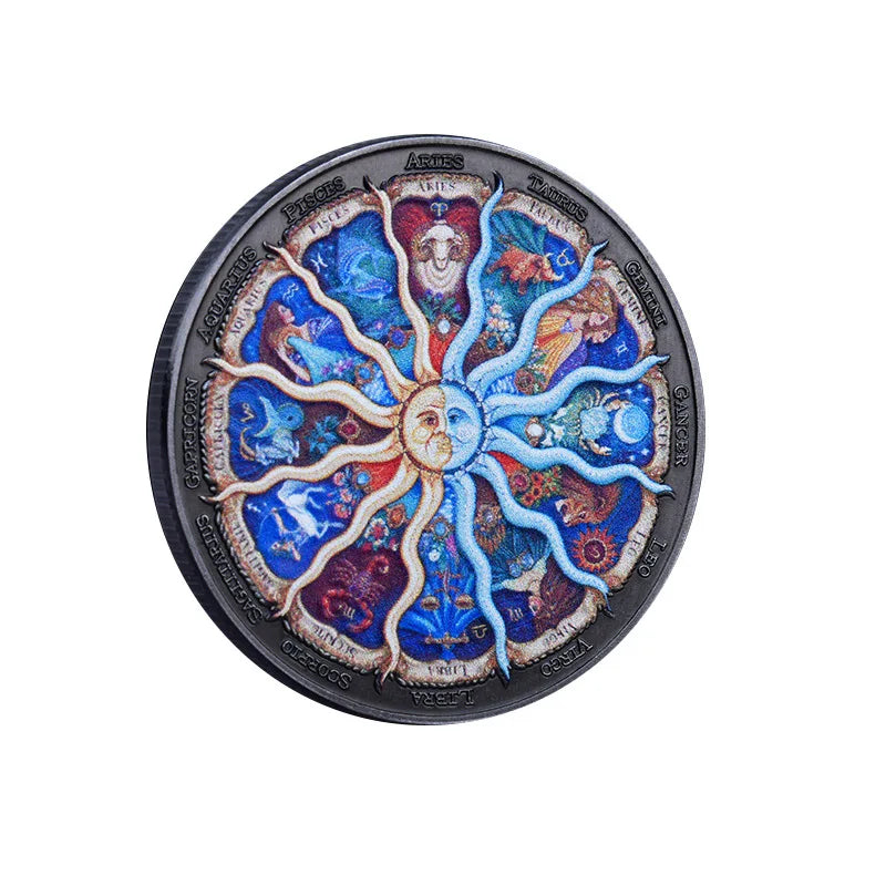 2023 Twelve Constellation Sun Moon God Lucky Coin Bronze Color Commemorative Coin Constellation Lover Small Gift Ornament