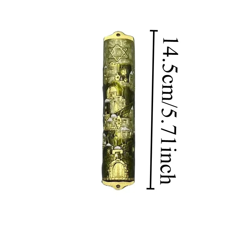 Handcrafted Enamel & Alloy Mezuzah Case with Kosher Scroll, Elegant Judaica Gift for Home Blessing & Doorpost Protection