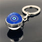 Blue Türkiye Eye of Evil Key Chain Pendant Double Crystal Glass Ball Pendant Metal Key Chain Pendant