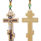 Diyalo Crucifix Jesus Christ Cross Icons Pendant Necklace Orthodox Wooden Beaded Chain Necklace Prayer Car Hanging Decor Jewelry