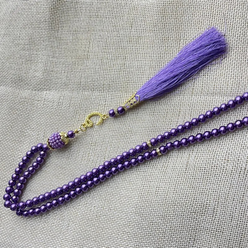 6mm 99pcs Glass Pearls Tassel Turkish Style Muslim Rosary Islamic Prayer Beads Bracelet For Women Jewelry Accessories Gifts New