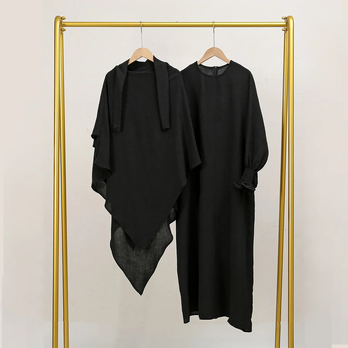 Two Piece Jilbab Prayer Set Abaya for Woman Batwing Hijab Dress Muslim Kimono Kaftan Robe Long Khimar Islam Cloth Jilbab Ramadan