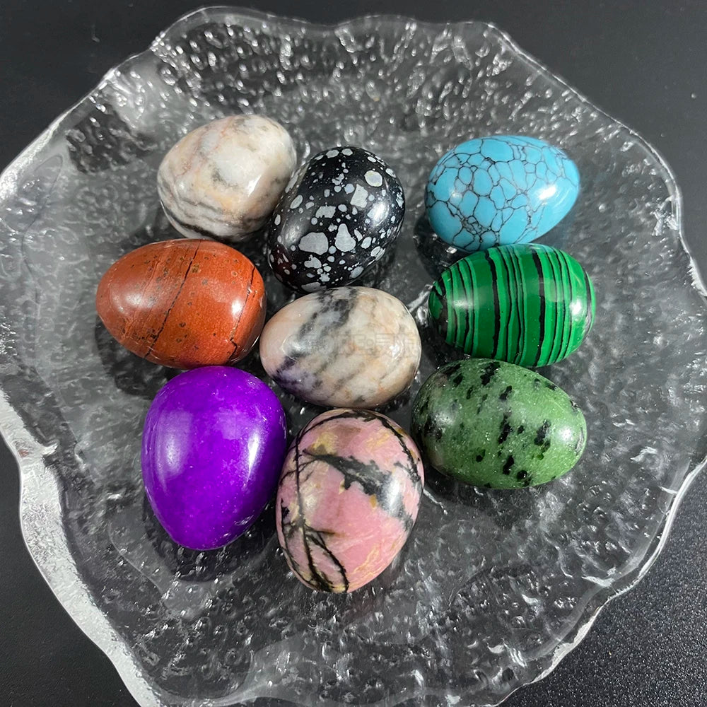 EG1-7 Mini Natural Stone Egg, Small Polished Egg Shaped Stone for Meditation Stress Relief Fidget Palm Desk Decor Gift