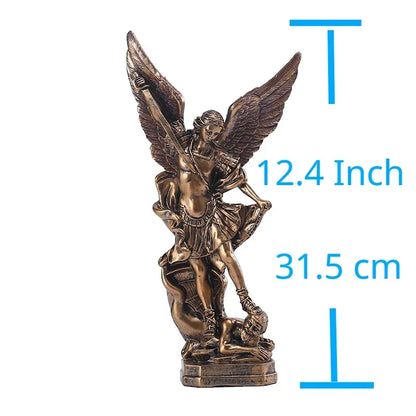 Bronze Saint Michael's Angel Statue,Classical Guarding Justice,Home Blessing Decoration,Guardian of Eden Resin Crafts Gift
