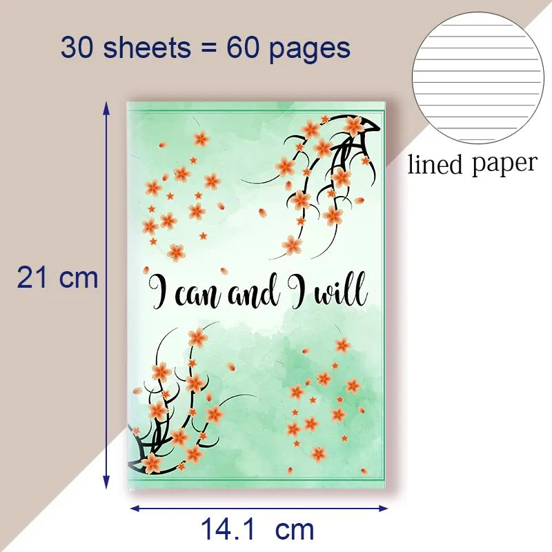 A5 Notebook Note Book Motivational Quote - I Can and I Will - Sketch Writing Blank Journal Success Notepad New Job Graduation